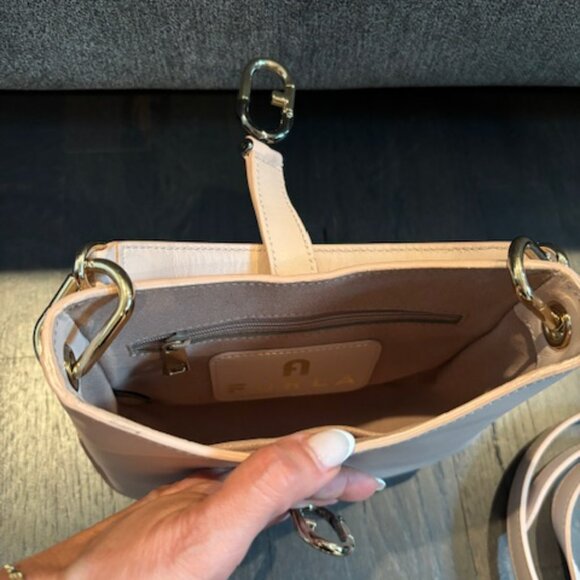 Furla FF Logo Leather Handbag (includes strap) - Soft Pink - Picture 9 of 11